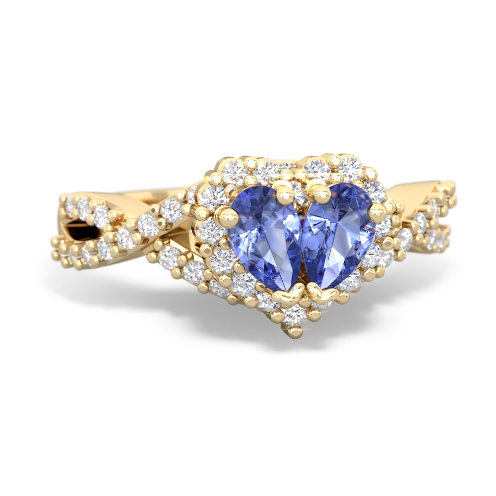 Tanzanite Diamond Twist 'One Heart' 14K Yellow Gold ring R2640HRT