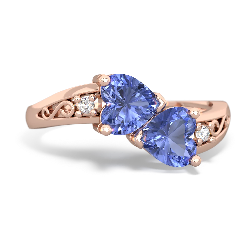 Tanzanite Snuggling Hearts 14K Rose Gold ring R2178