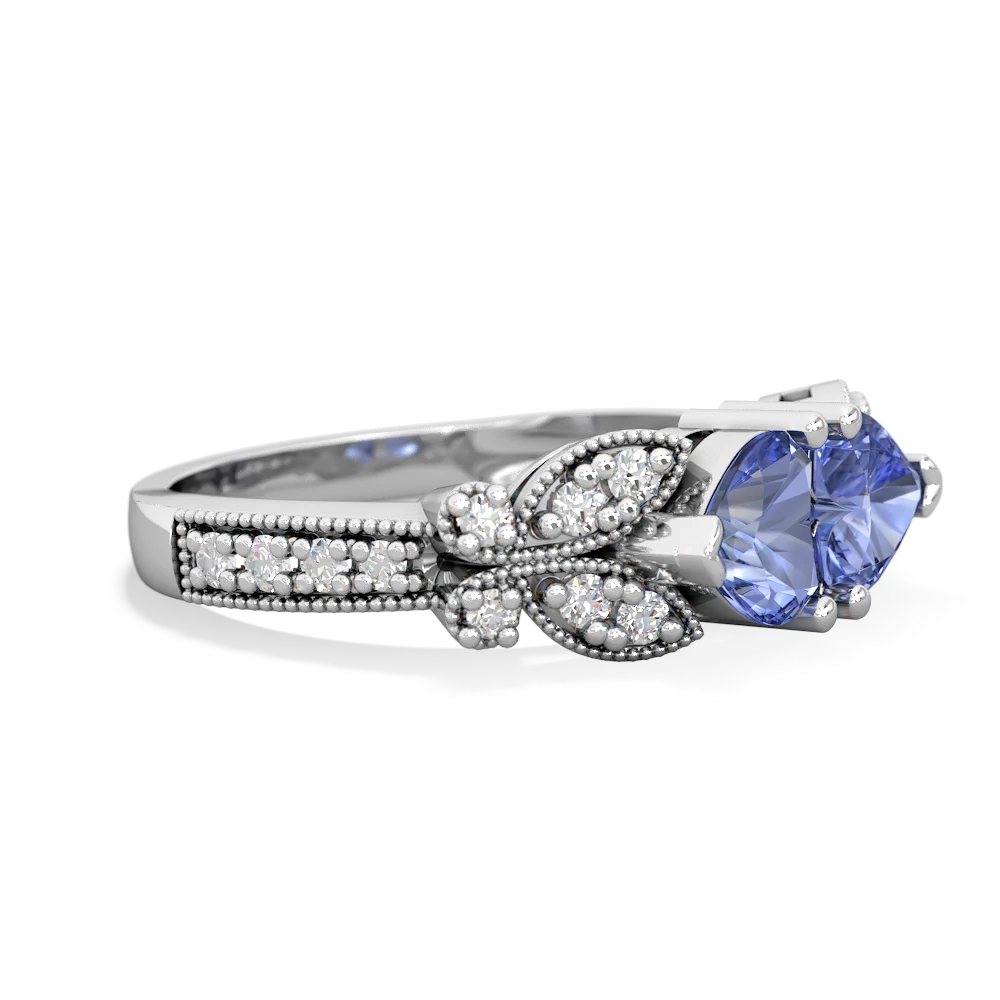 Tanzanite Diamond Butterflies 14K White Gold ring R5601