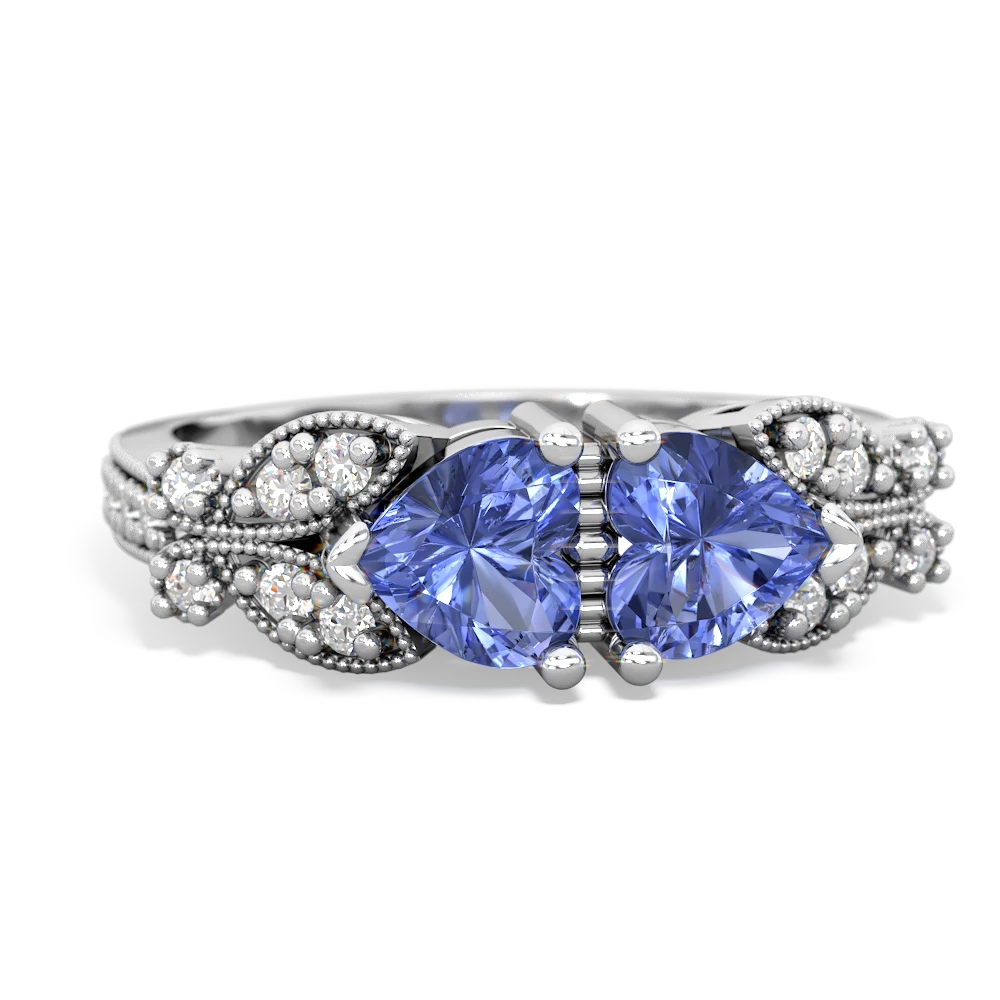 Tanzanite Diamond Butterflies 14K White Gold ring R5601