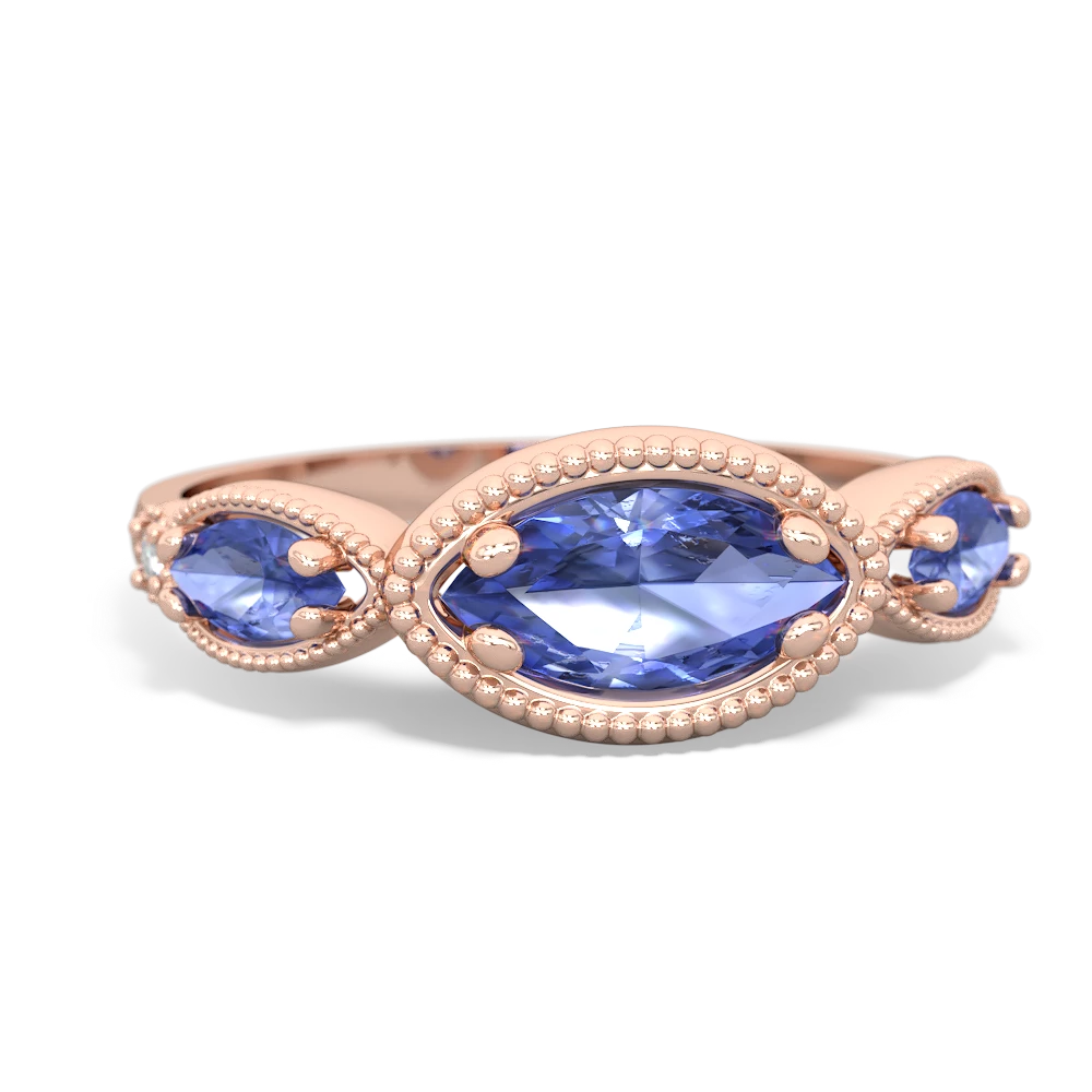Blue Topaz Milgrain Marquise 14K Rose Gold ring R5700
