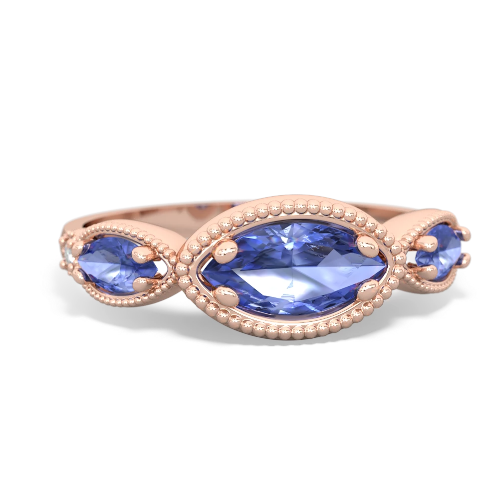 Lab Sapphire Milgrain Marquise 14K Rose Gold ring R5700