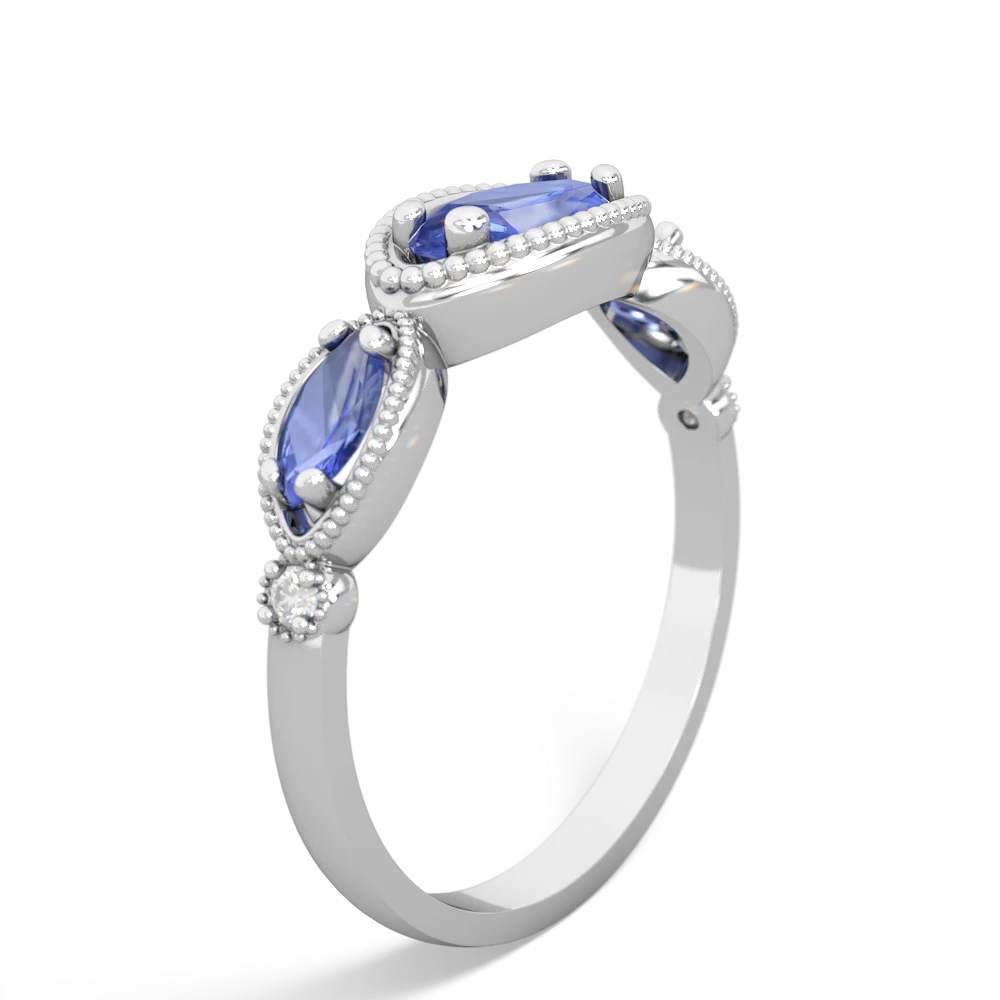 Tanzanite Milgrain Marquise 14K White Gold ring R5700