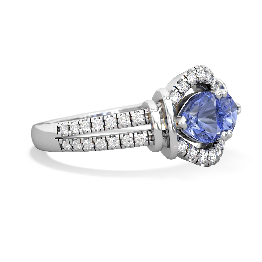 Tanzanite Art-Deco Keepsake 14K White Gold ring R5630