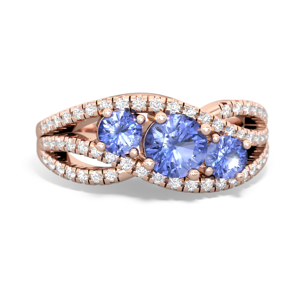 Sapphire Three Stone Aurora 14K Rose Gold ring R3080