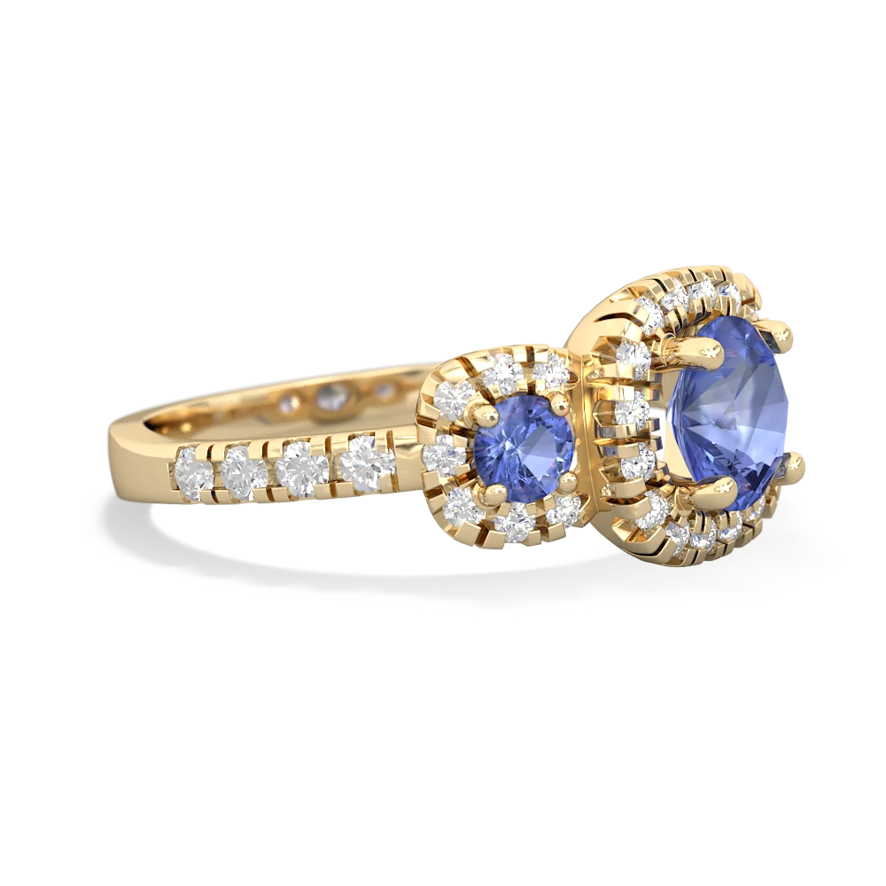 Aquamarine Regal Halo 14K Yellow Gold ring R5350