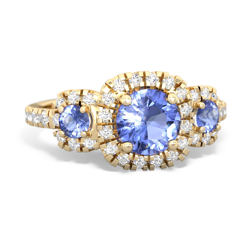 Blue Topaz Regal Halo 14K Yellow Gold ring R5350