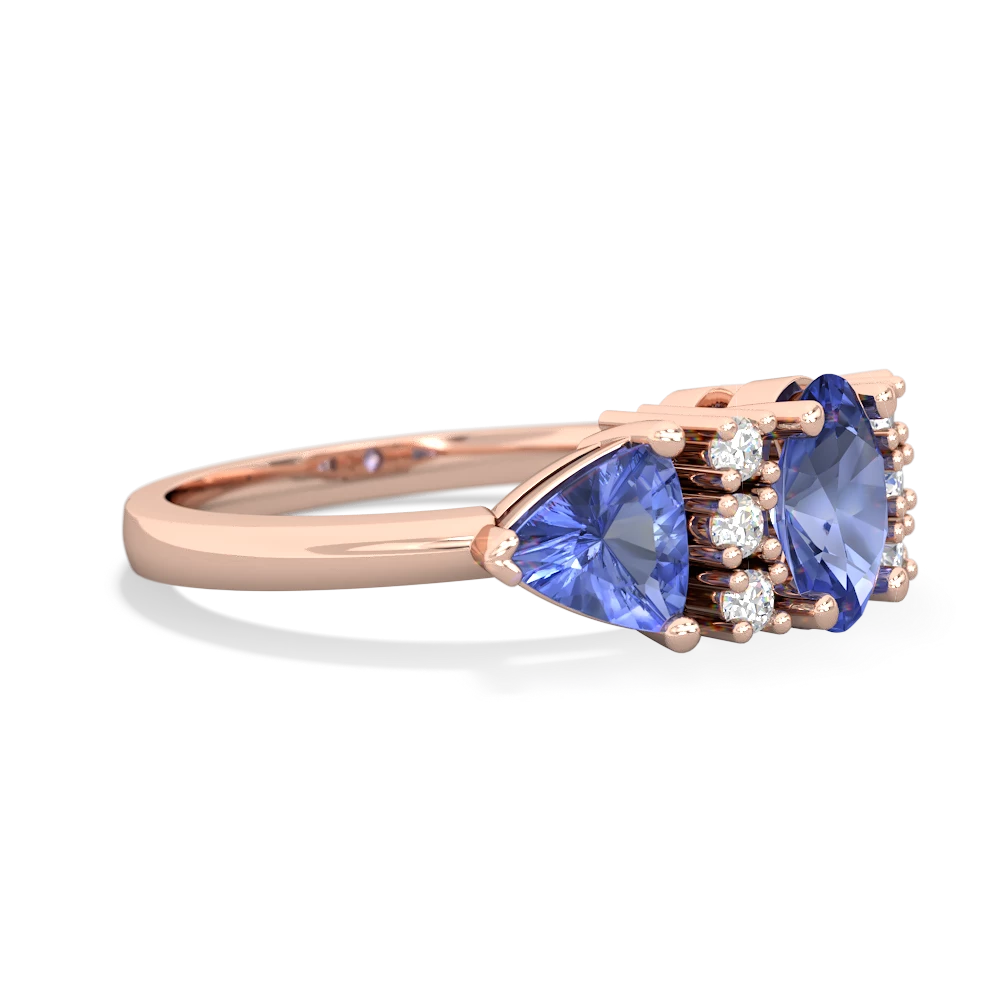 London Topaz Antique Style Three Stone 14K Rose Gold ring R2186