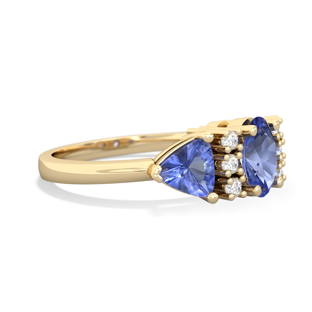 Tanzanite Antique Style Three Stone 14K Yellow Gold ring R2186