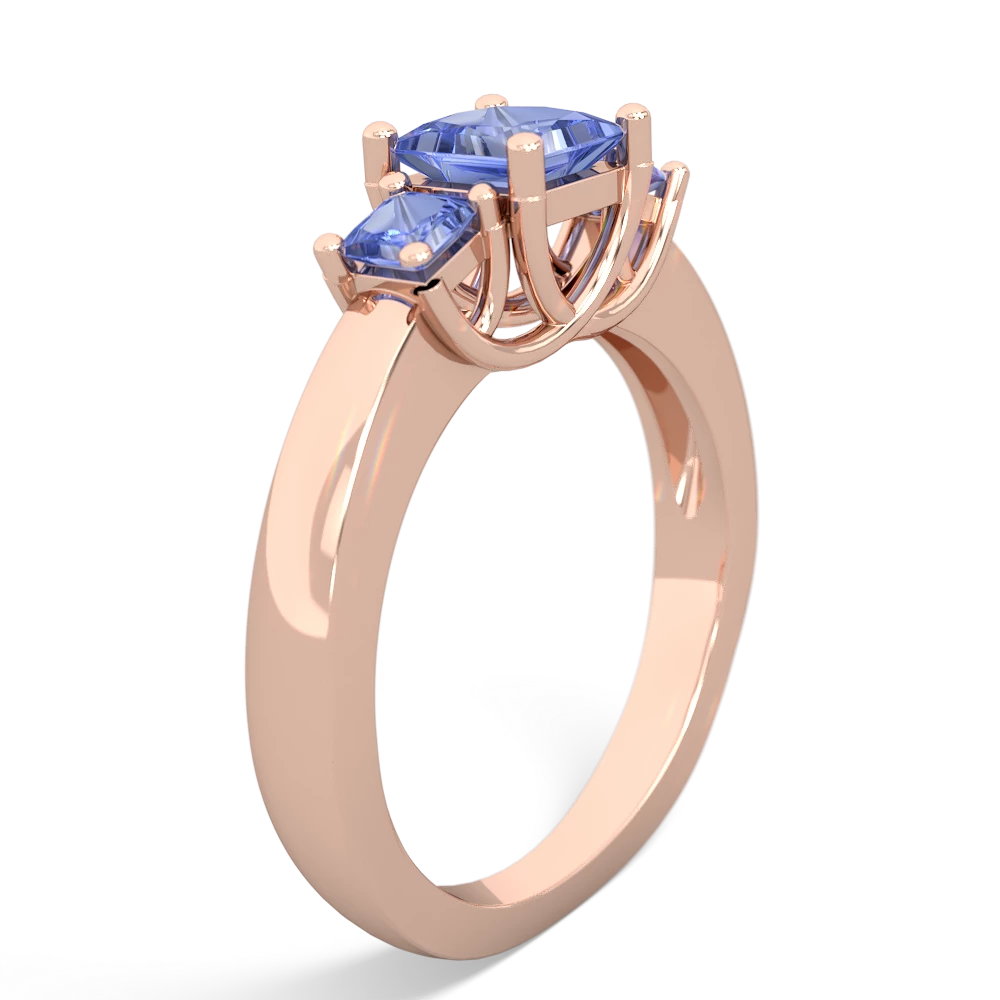 Tanzanite Three Stone Trellis 14K Rose Gold ring R4015