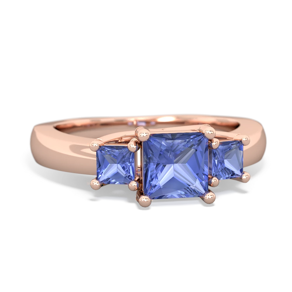 Aquamarine Three Stone Trellis 14K Rose Gold ring R4015