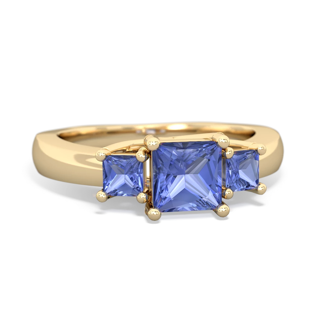 Sapphire Three Stone Trellis 14K Yellow Gold ring R4015