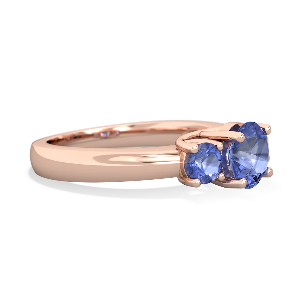 Amethyst Three Stone Round Trellis 14K Rose Gold ring R4018