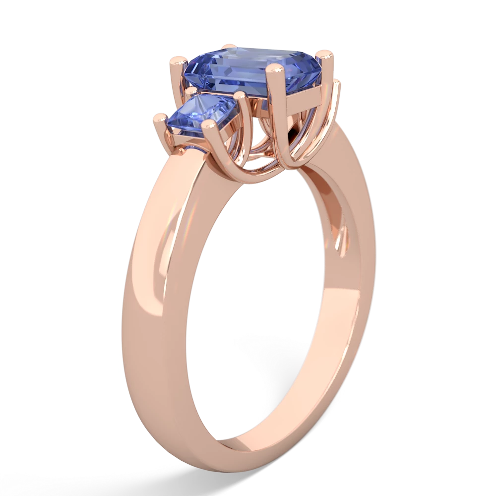 Amethyst Three Stone Emerald-Cut Trellis 14K Rose Gold ring R4021