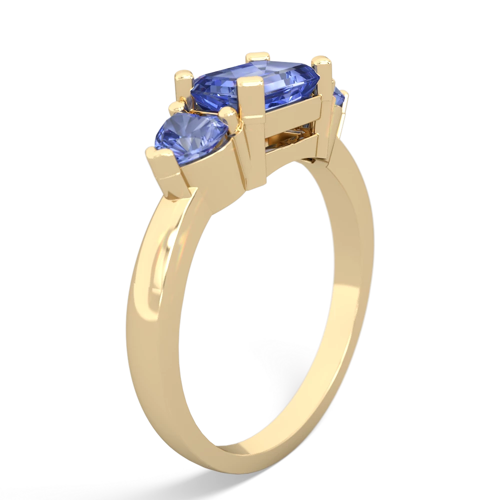 Lab Sapphire Three Stone 14K Yellow Gold ring R5235