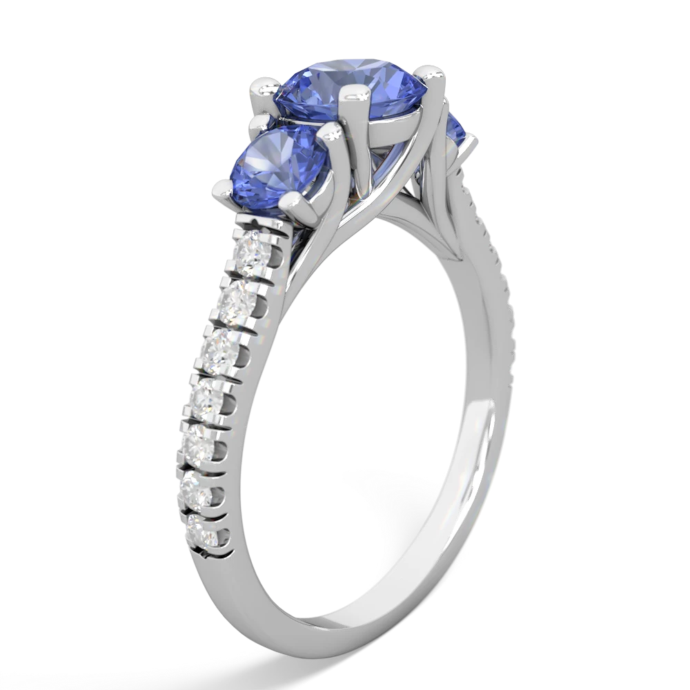 Blue Topaz Pave Trellis 14K White Gold ring R5500