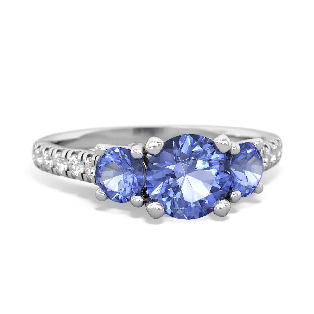 Lab Sapphire Pave Trellis 14K White Gold ring R5500