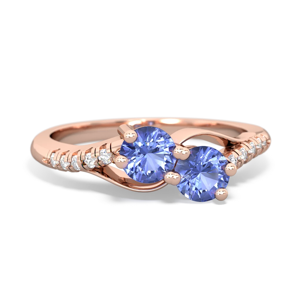 Tanzanite Infinity Pave Two Stone 14K Rose Gold ring R5285