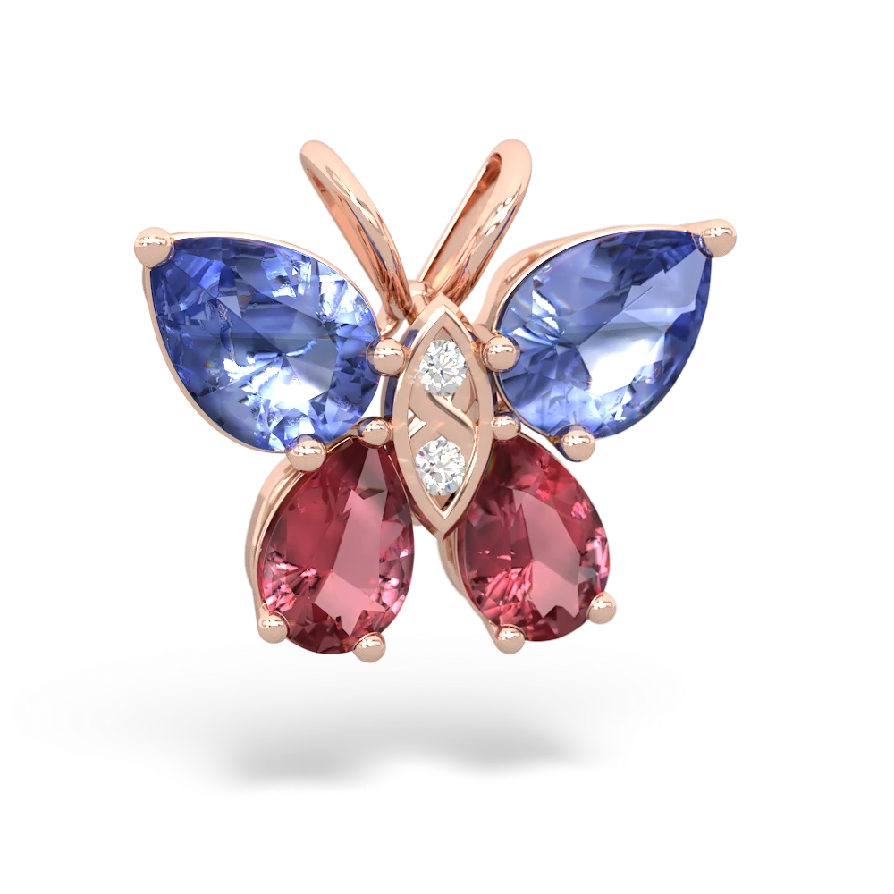 Tanzanite Butterfly 14K Rose Gold pendant P2215