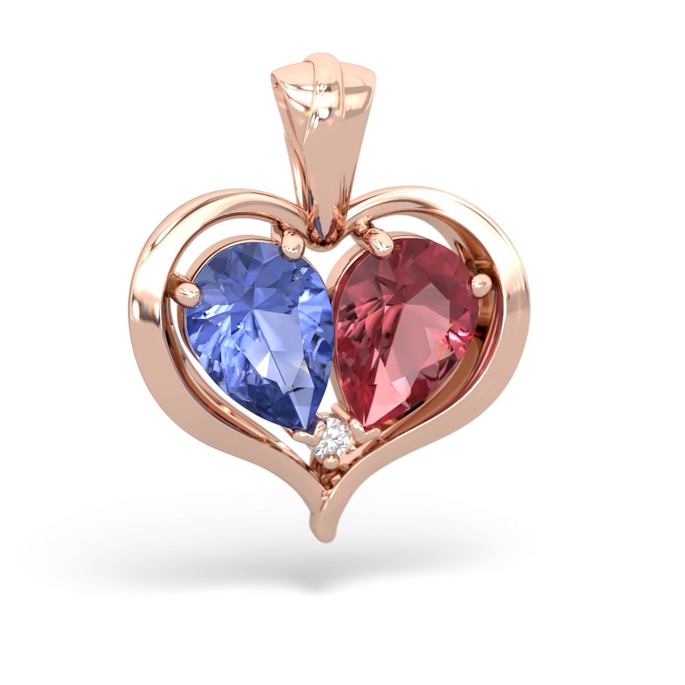 Tanzanite Two Become One 14K Rose Gold pendant P5330