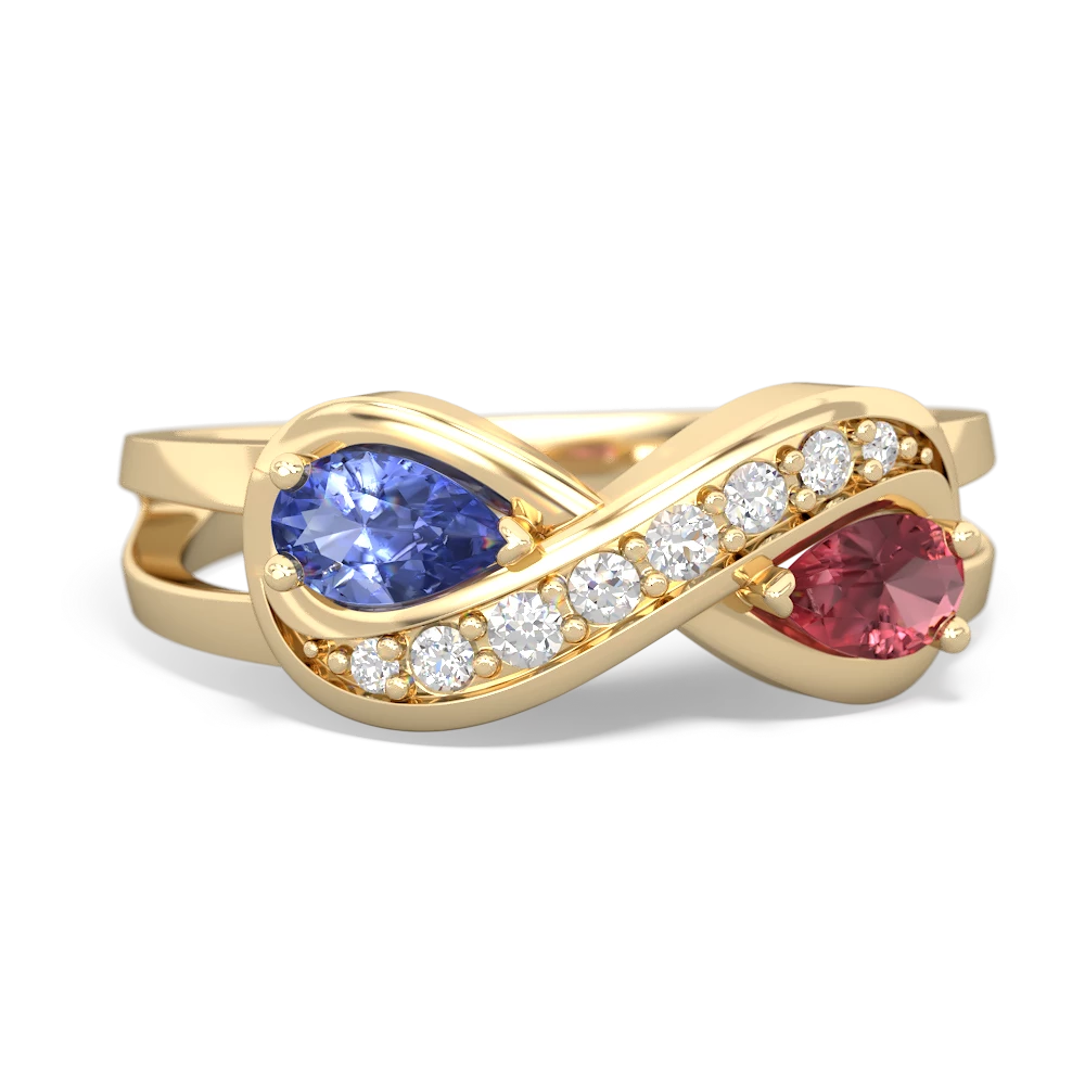 Tanzanite Diamond Infinity 14K Yellow Gold ring R5390