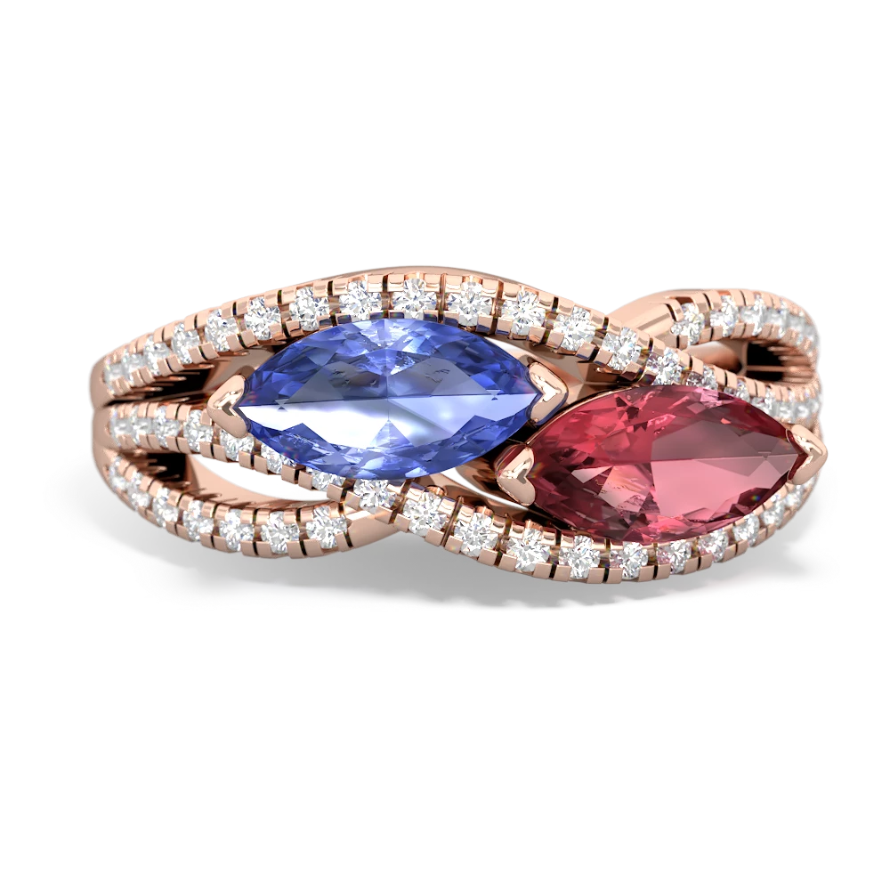 Tanzanite Diamond Rivers 14K Rose Gold ring R3070