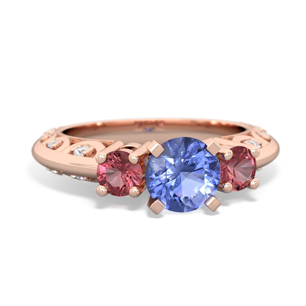 Tanzanite Art Deco Eternal Embrace Engagement 14K Rose Gold ring C2003