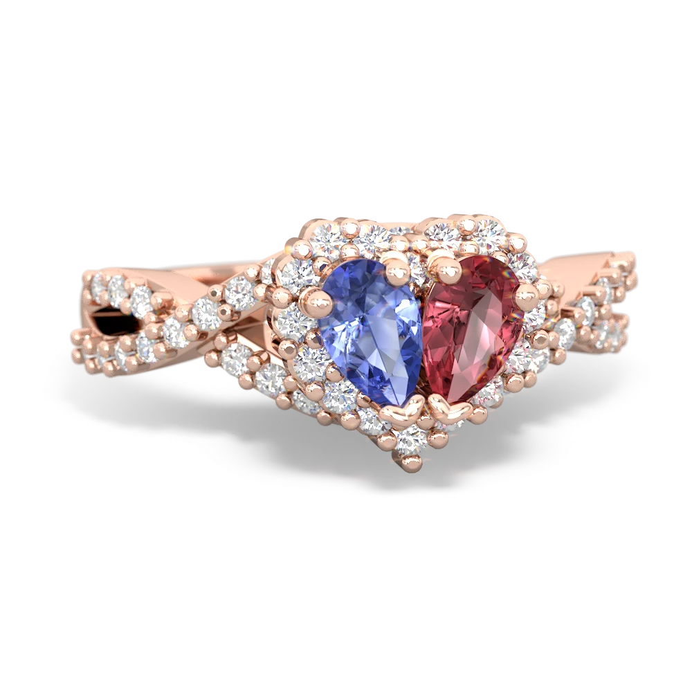 Tanzanite Diamond Twist 'One Heart' 14K Rose Gold ring R2640HRT