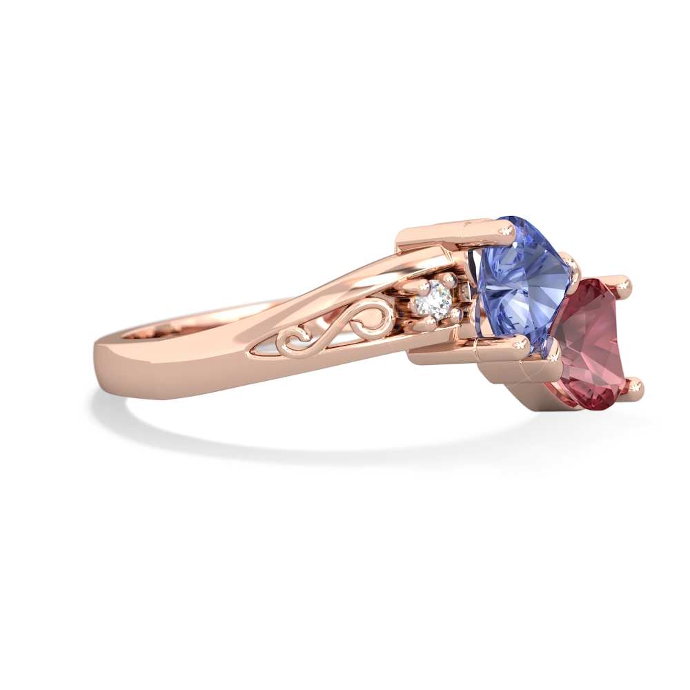 Tanzanite Snuggling Hearts 14K Rose Gold ring R2178