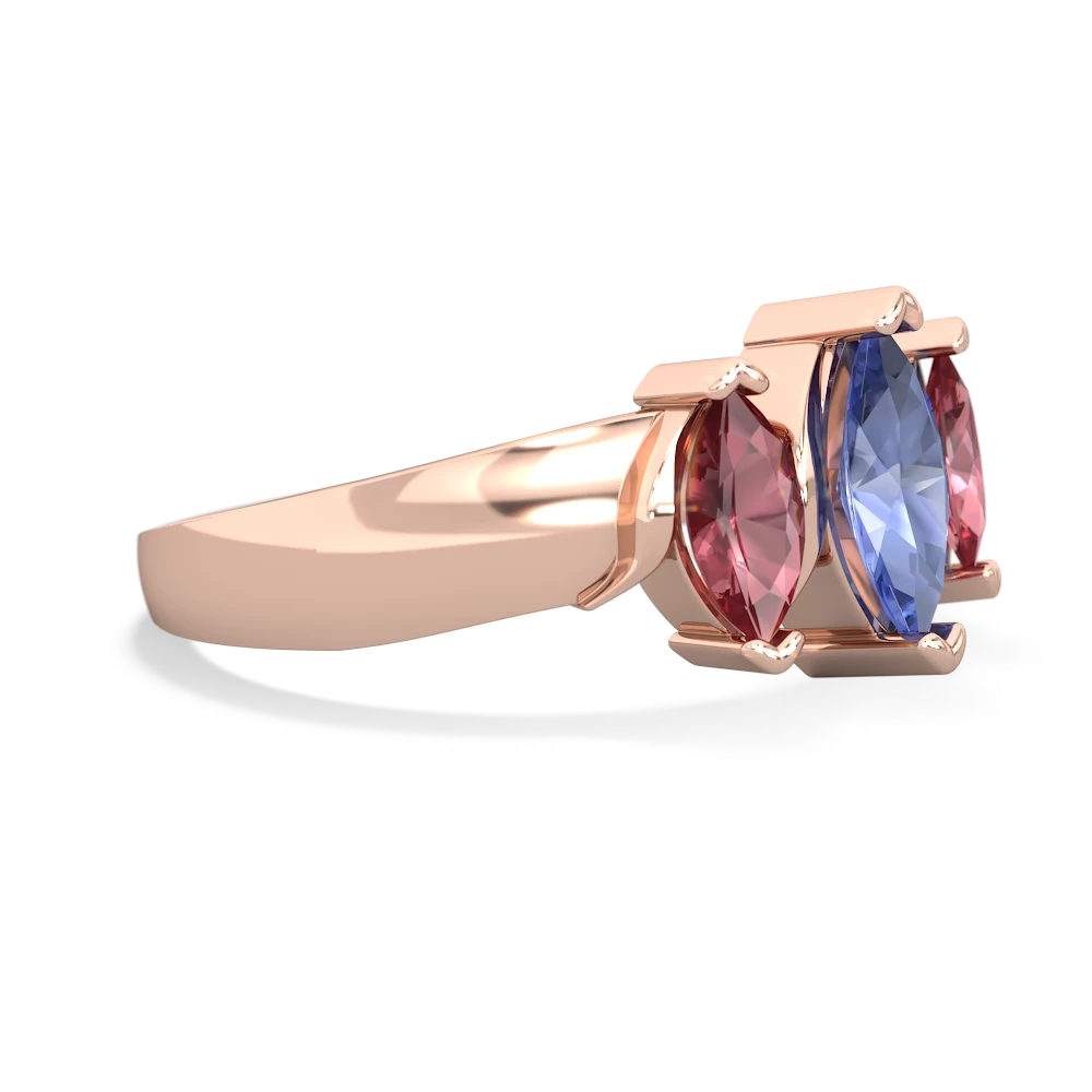 Tanzanite Three Peeks 14K Rose Gold ring R2433