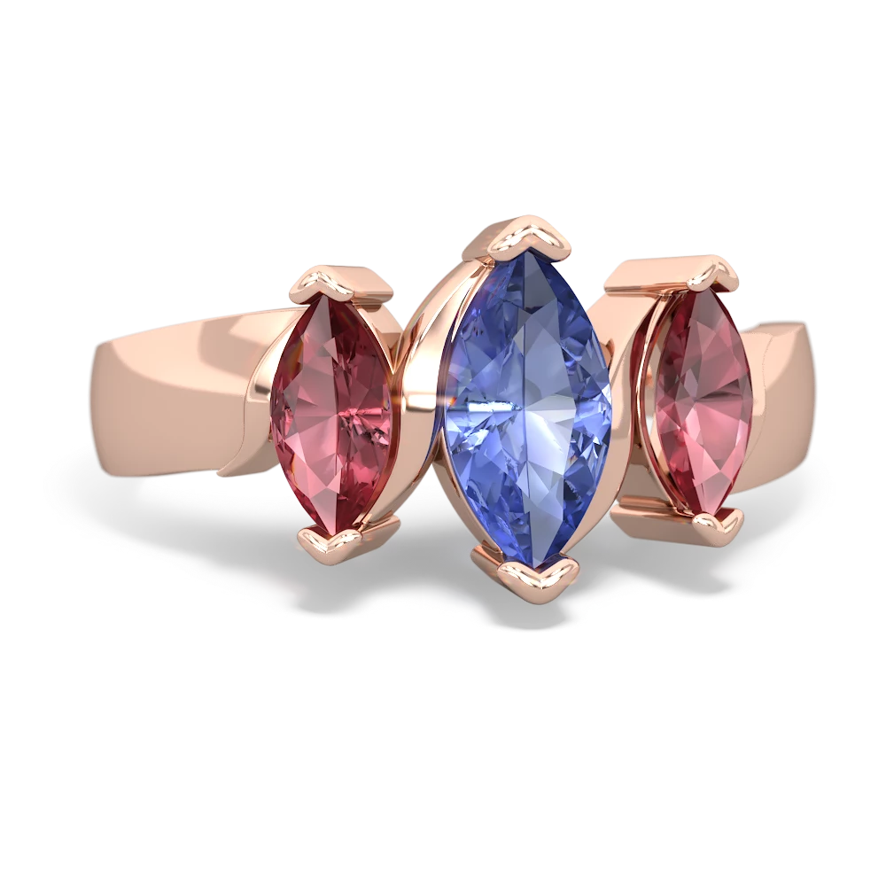 Tanzanite Three Peeks 14K Rose Gold ring R2433