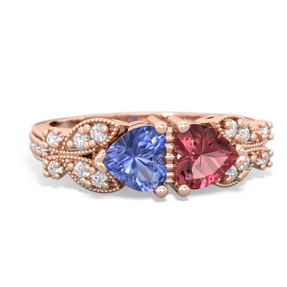 Tanzanite Diamond Butterflies 14K Rose Gold ring R5601