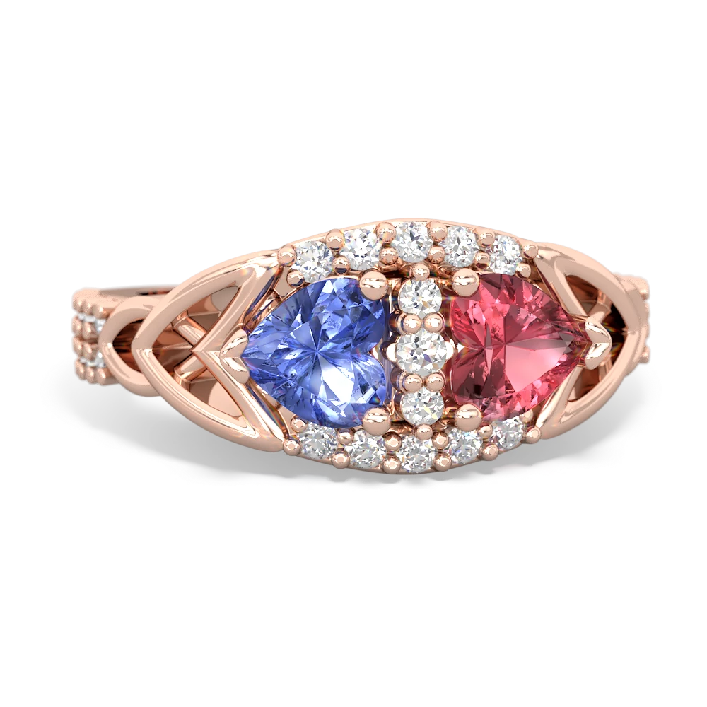 Tanzanite Sparkling Celtic Knot 14K Rose Gold ring R2645