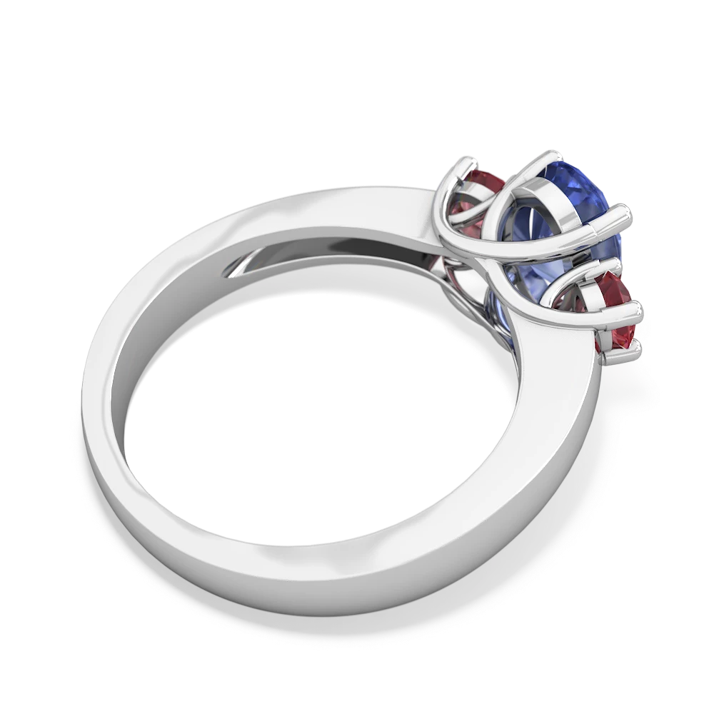 Tanzanite Three Stone Oval Trellis 14K White Gold ring R4024