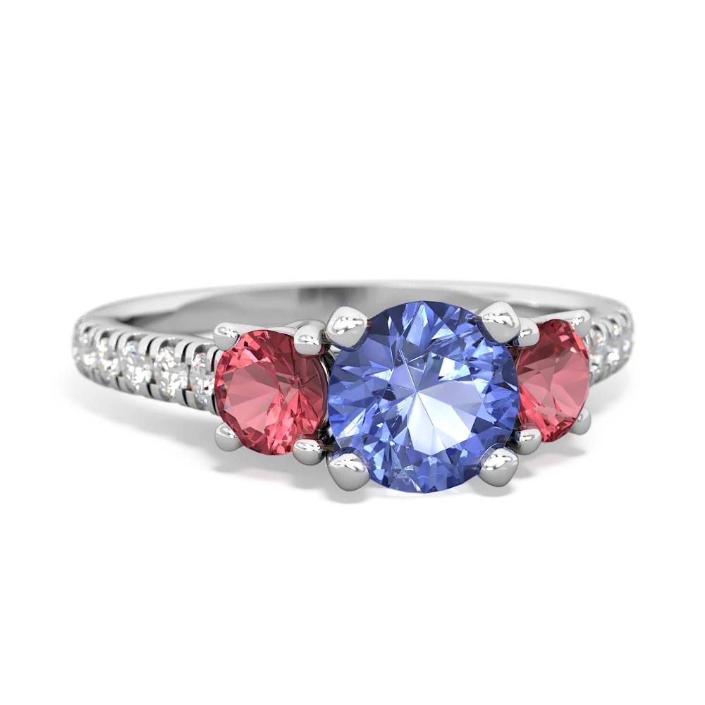 Tanzanite Pave Trellis 14K White Gold ring R5500