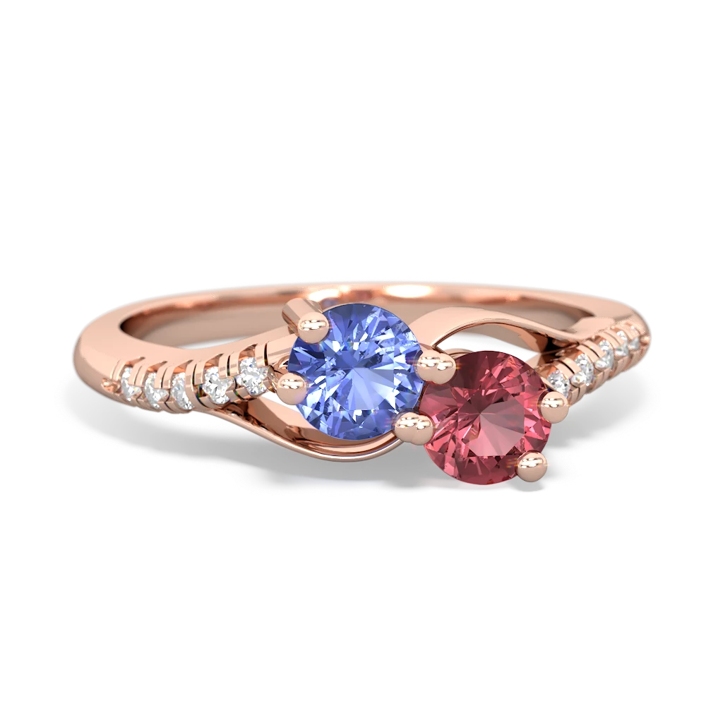 Tanzanite Infinity Pave Two Stone 14K Rose Gold ring R5285