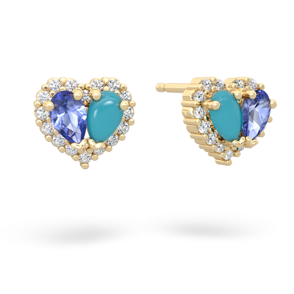 Tanzanite Halo 14K Yellow Gold earrings E7008
