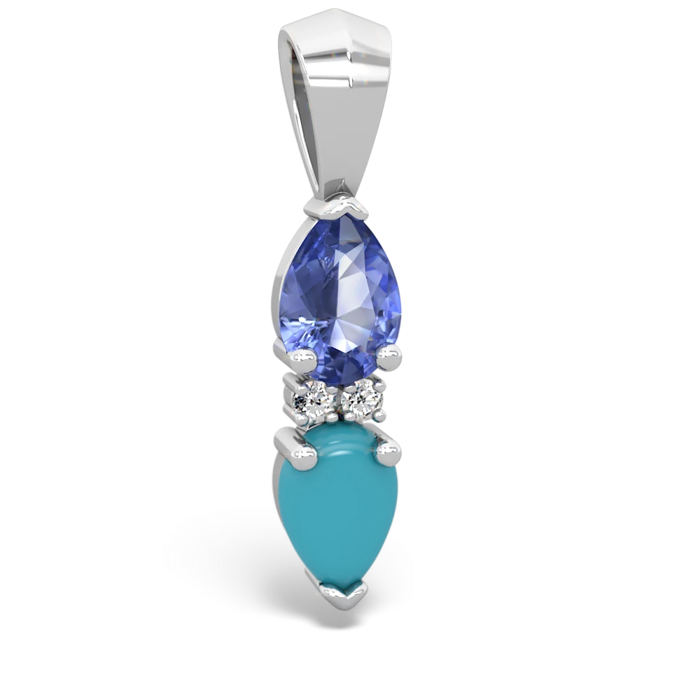 Tanzanite Bowtie Drop 14K White Gold pendant P0865