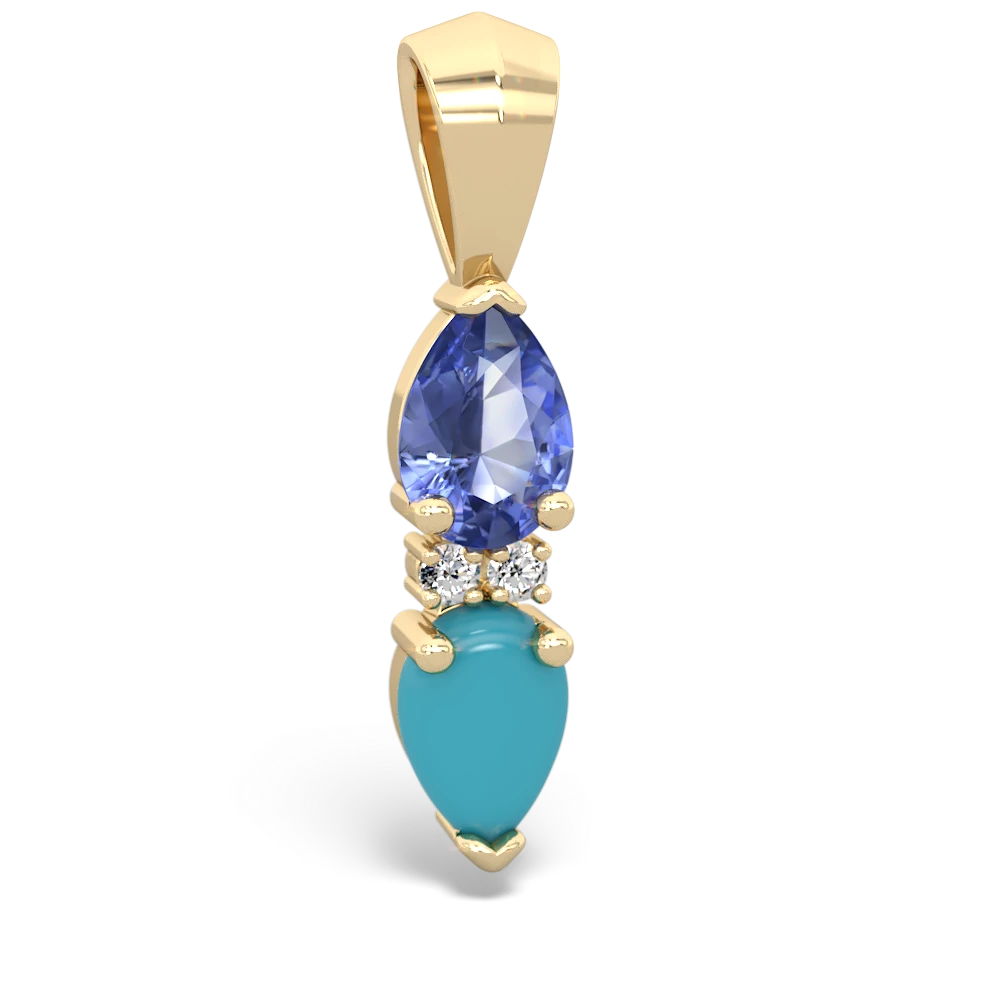 Tanzanite Bowtie Drop 14K Yellow Gold pendant P0865