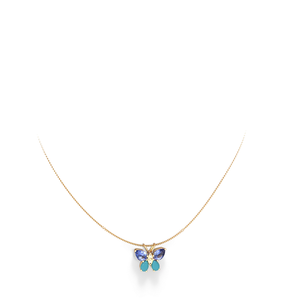 Tanzanite Butterfly 14K Yellow Gold pendant P2215