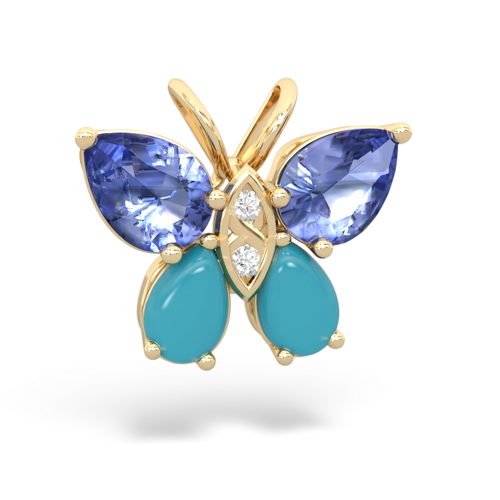 Tanzanite Butterfly 14K Yellow Gold pendant P2215