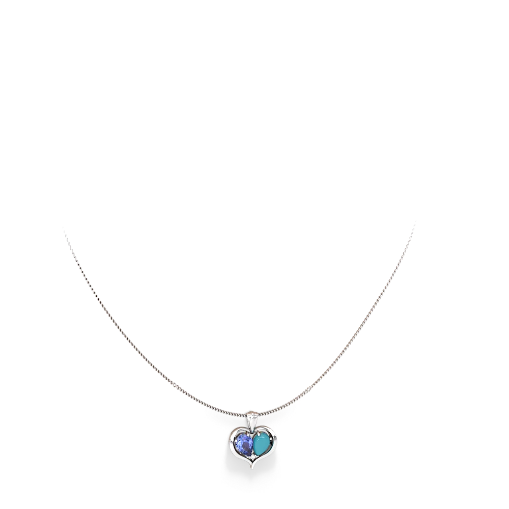 Tanzanite Two Become One 14K White Gold pendant P5330