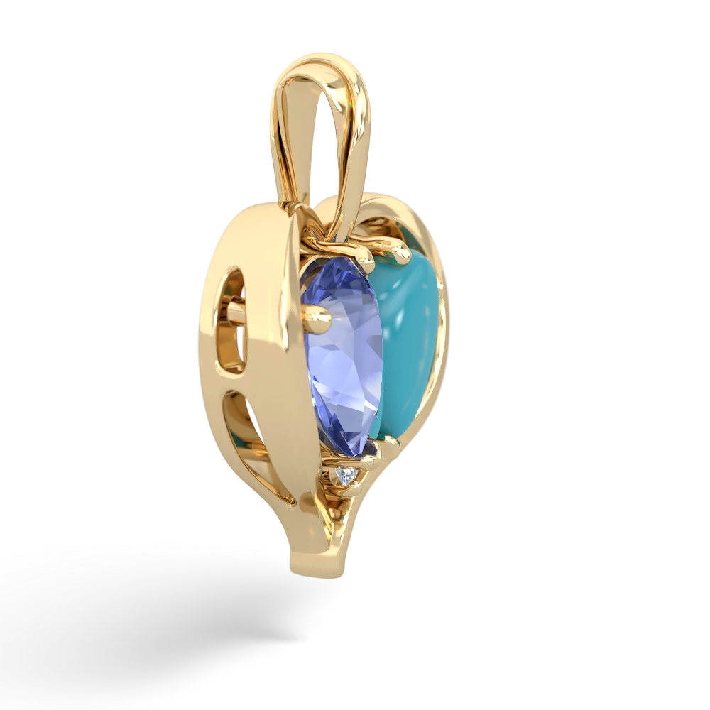 Tanzanite Two Become One 14K Yellow Gold pendant P5330