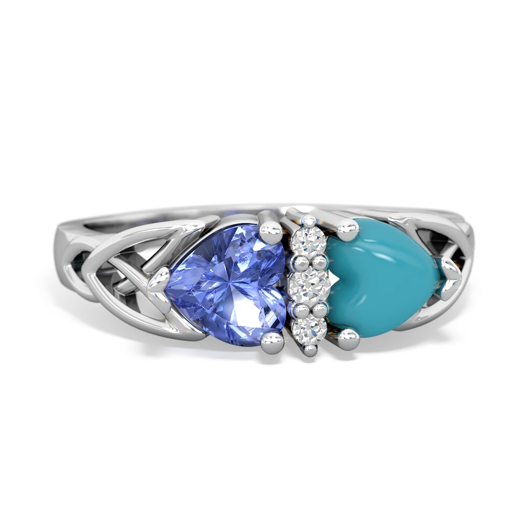 Tanzanite Celtic Knot Double Heart 14K White Gold ring R5040