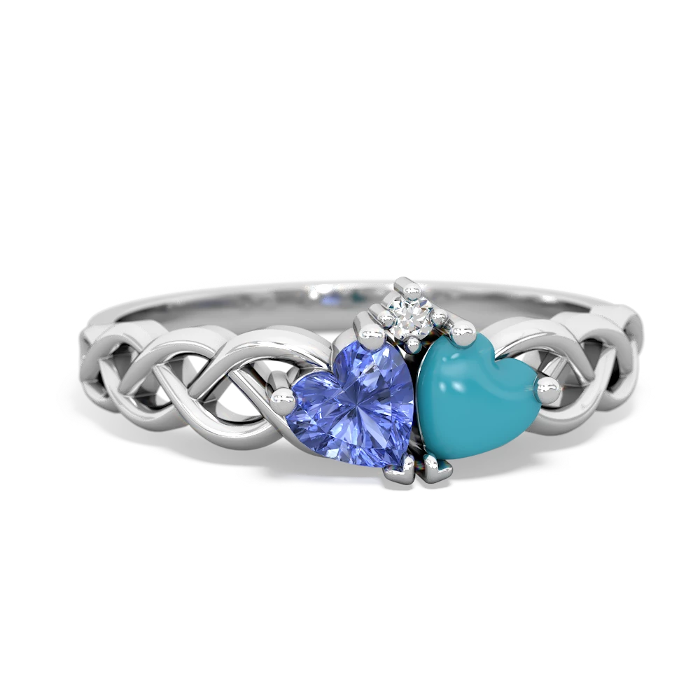 Tanzanite Heart To Heart Braid 14K White Gold ring R5870