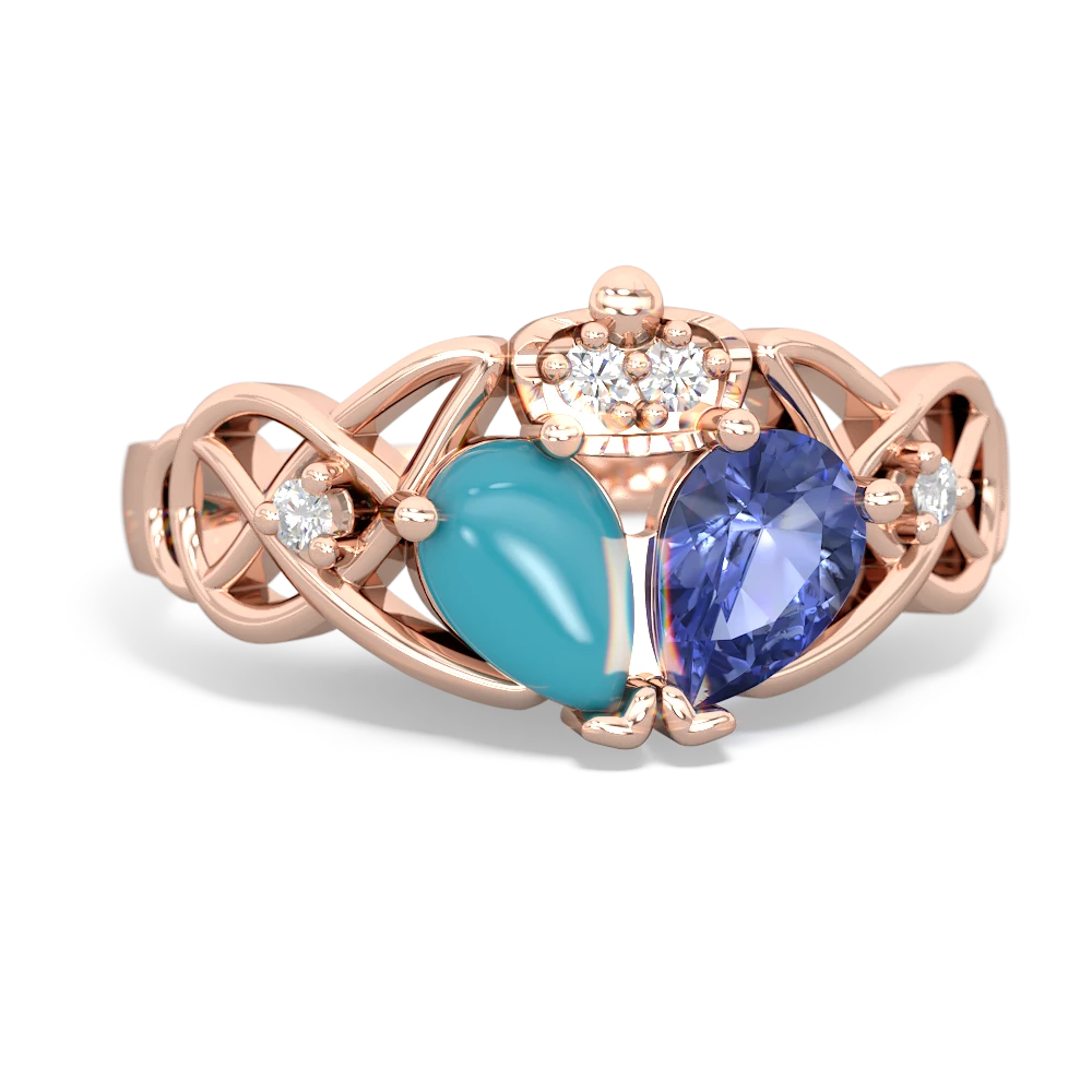 Tanzanite 'One Heart' Celtic Knot Claddagh 14K Rose Gold ring R5322