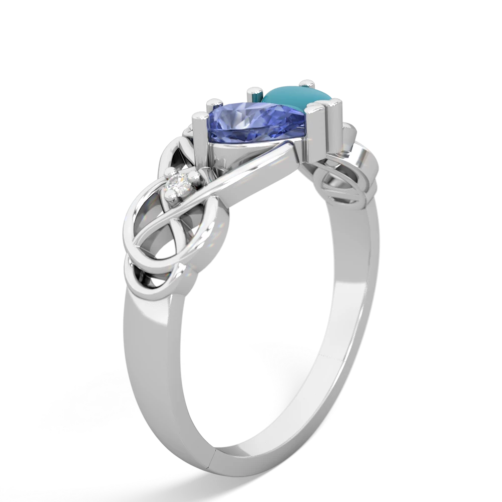 Tanzanite 'One Heart' Celtic Knot Claddagh 14K White Gold ring R5322