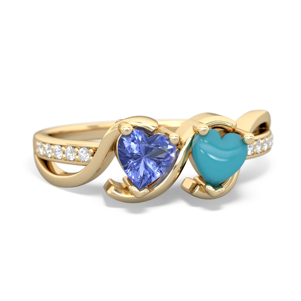 Tanzanite Side By Side 14K Yellow Gold ring R3090