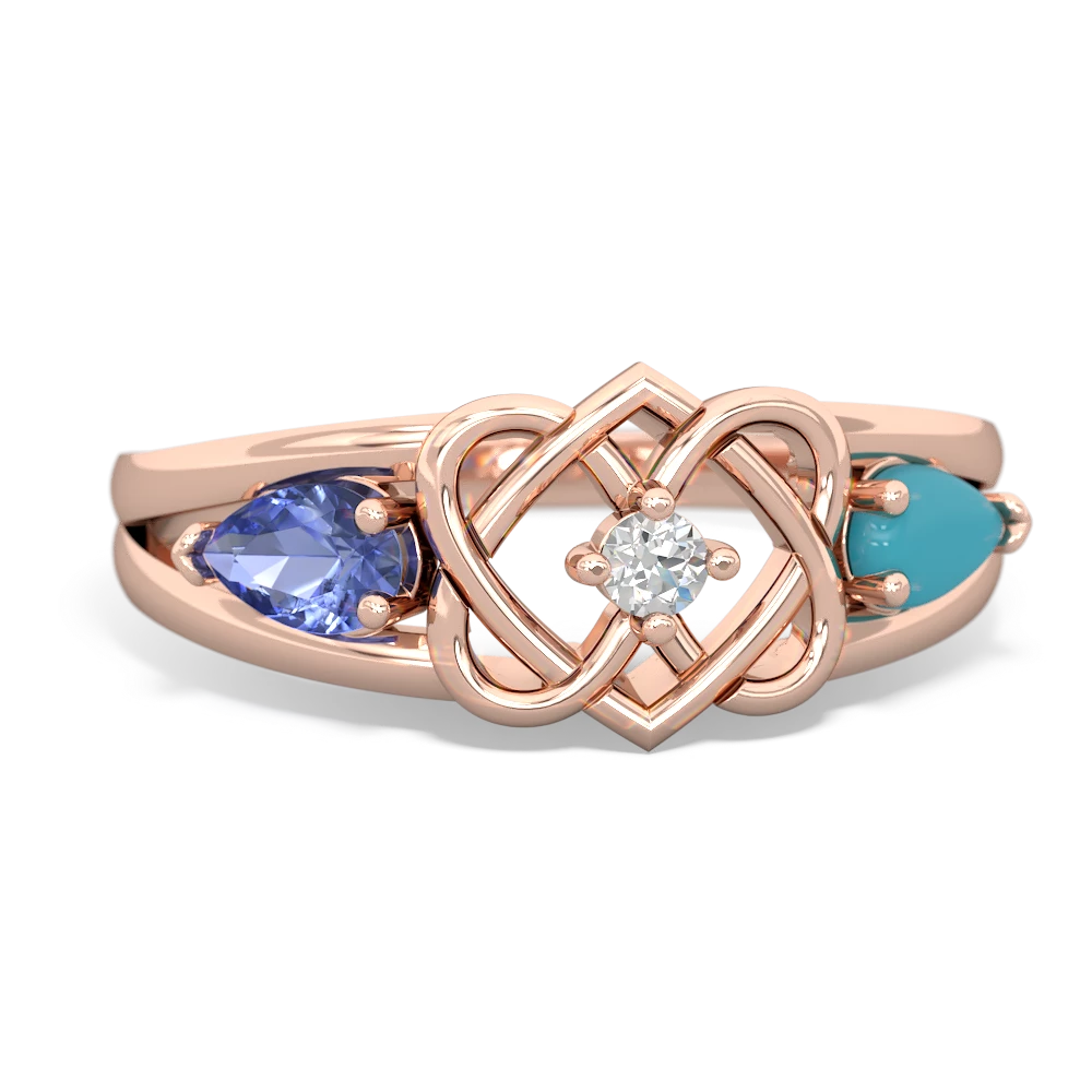 Tanzanite Hearts Intertwined 14K Rose Gold ring R5880