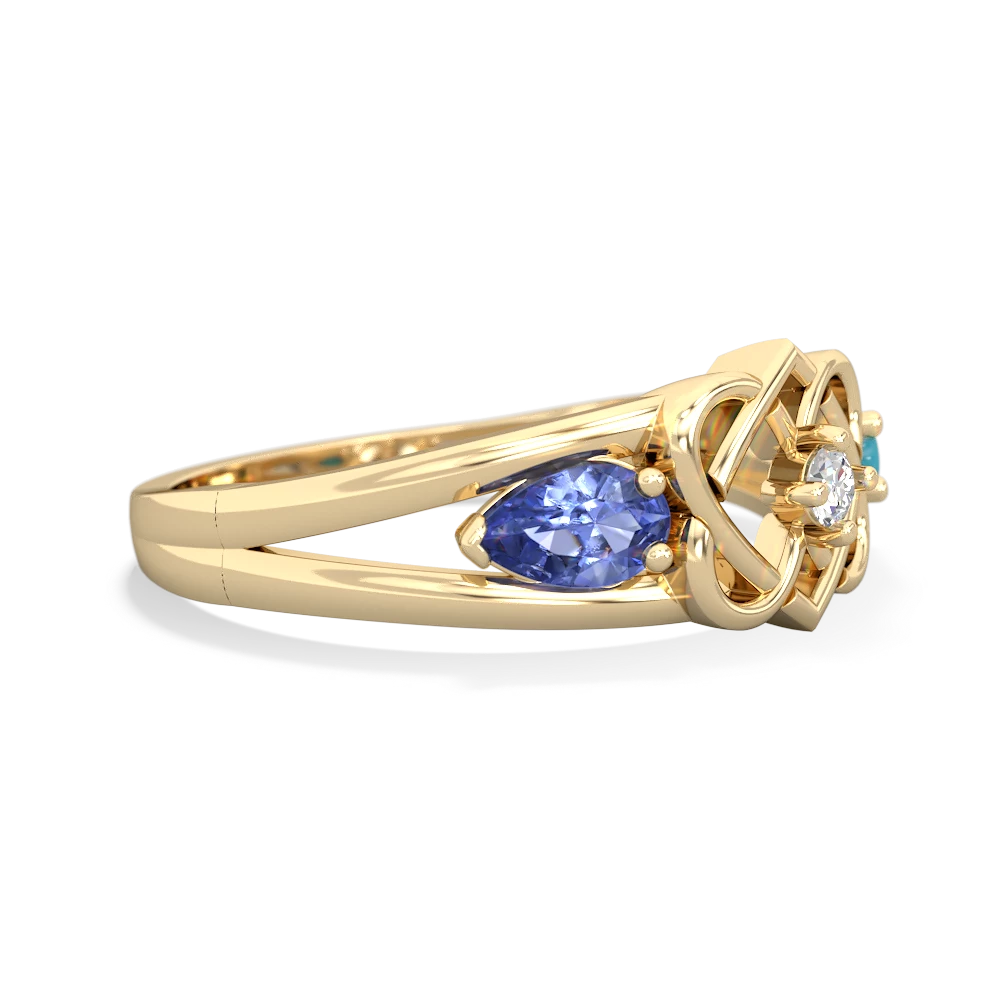 Tanzanite Hearts Intertwined 14K Yellow Gold ring R5880